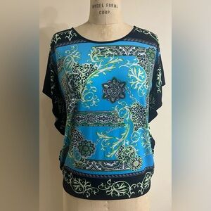 Chico’s Scarf Heat Flutter Sleeve Top Size 1